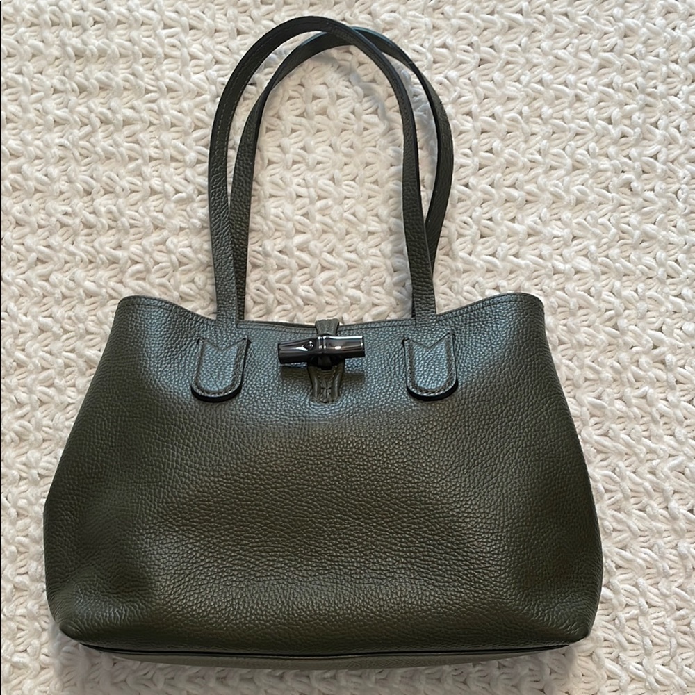 Longchamp Roseau Essential M Tote bag Khaki - Leather